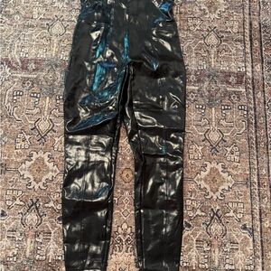 SPANX Black Faux Leather Leggings size medium never worn